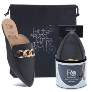 Black Loafers with Gold Chain Accent